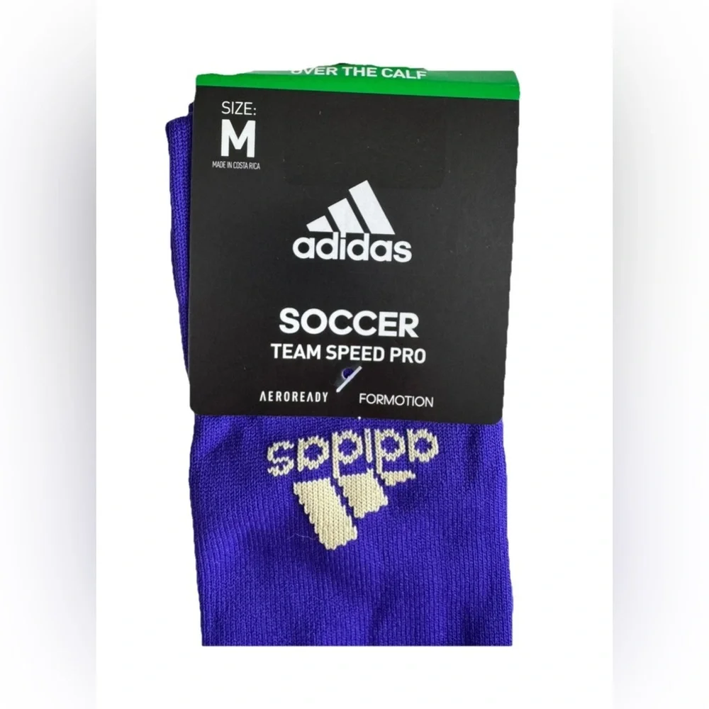 Adidas Team Speed Pro Soccer Socks - Size M, Purple, Brand New Logo, Aeroready - Picture 3 of 5